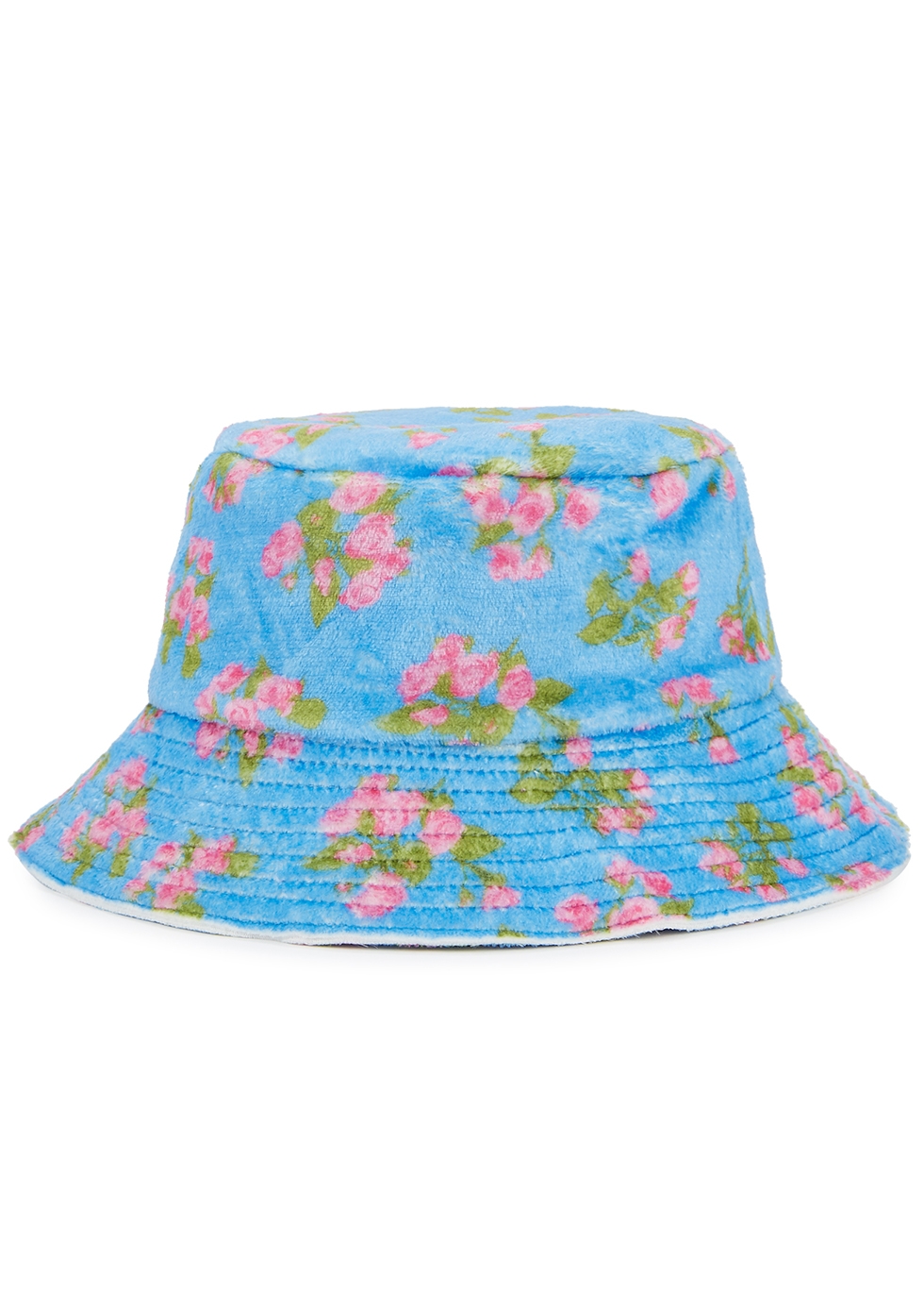 Terry floral-print fleece bucket hat