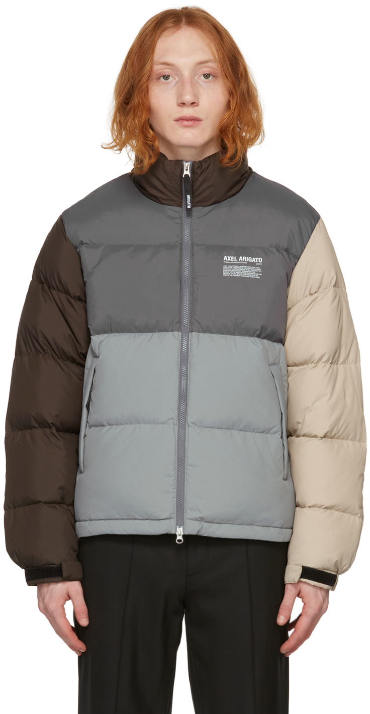 Axel Arigato SSENSE Exclusive Grey & Brown Down Observer Puffer Jacket
