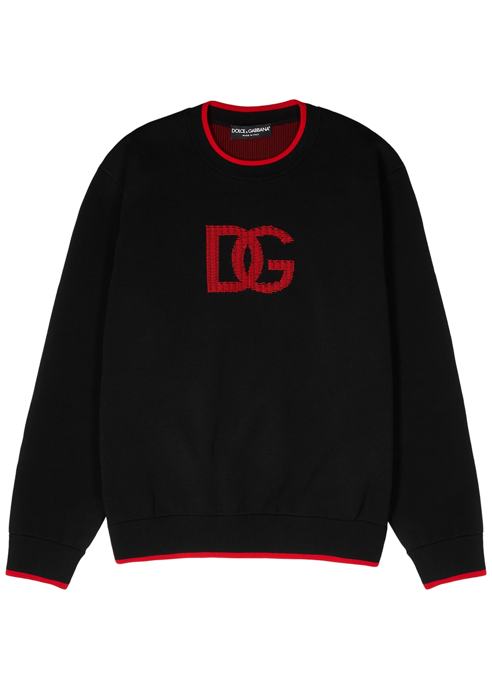 Black logo-embroidered knitted jumper
