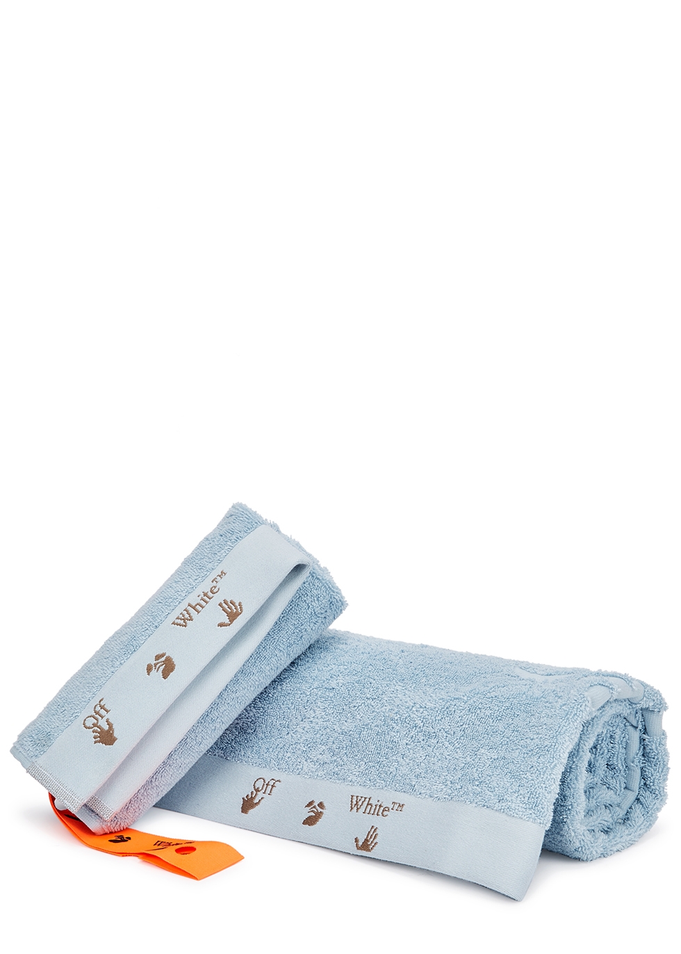 Blue logo cotton towels - set of two