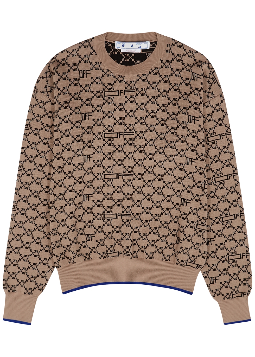 Brown logo-intarsia wool-blend jumper