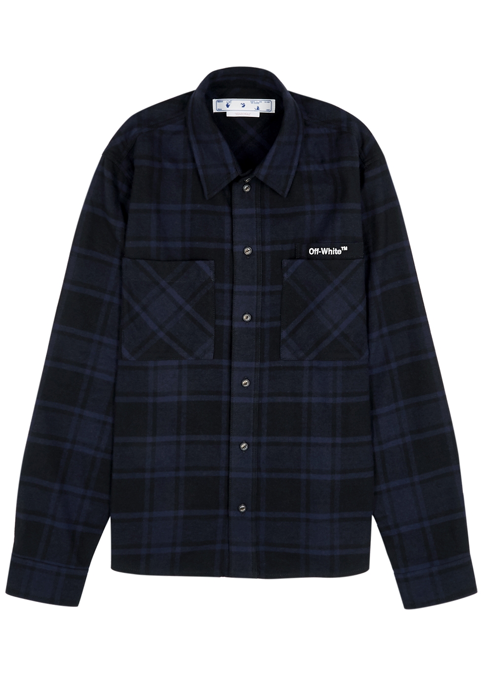 Checked logo-embroidered flannel shirt