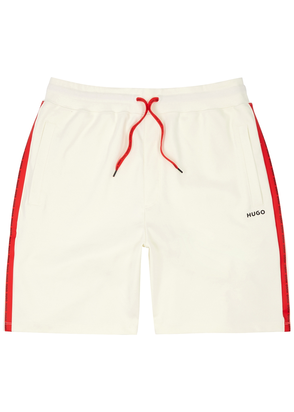 Cream logo cotton shorts