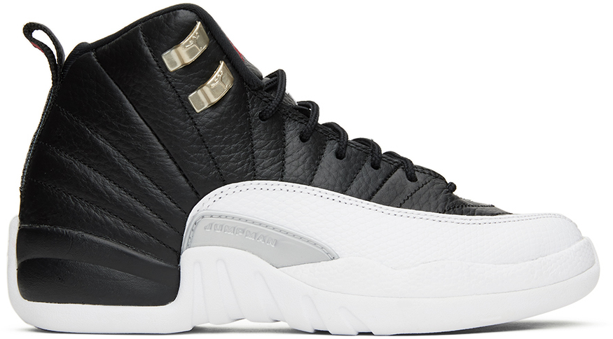 Nike Jordan Kids Black & White Air Jordan 12 Retro Big Kids Sneakers