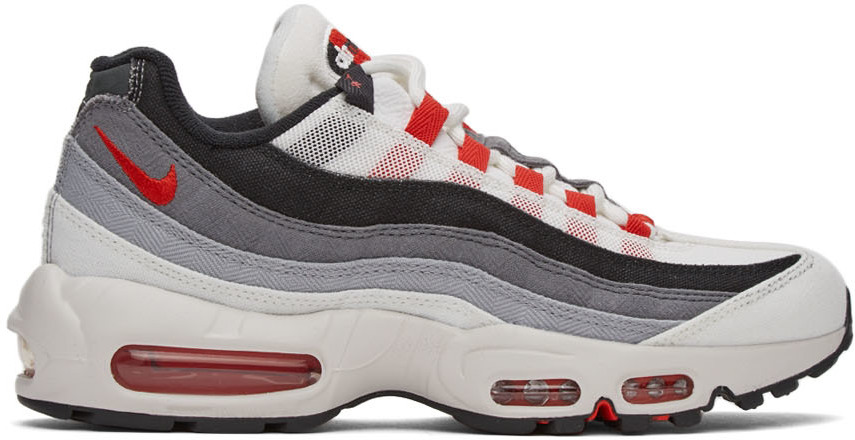Nike White & Red Air Max 95 Sneakers