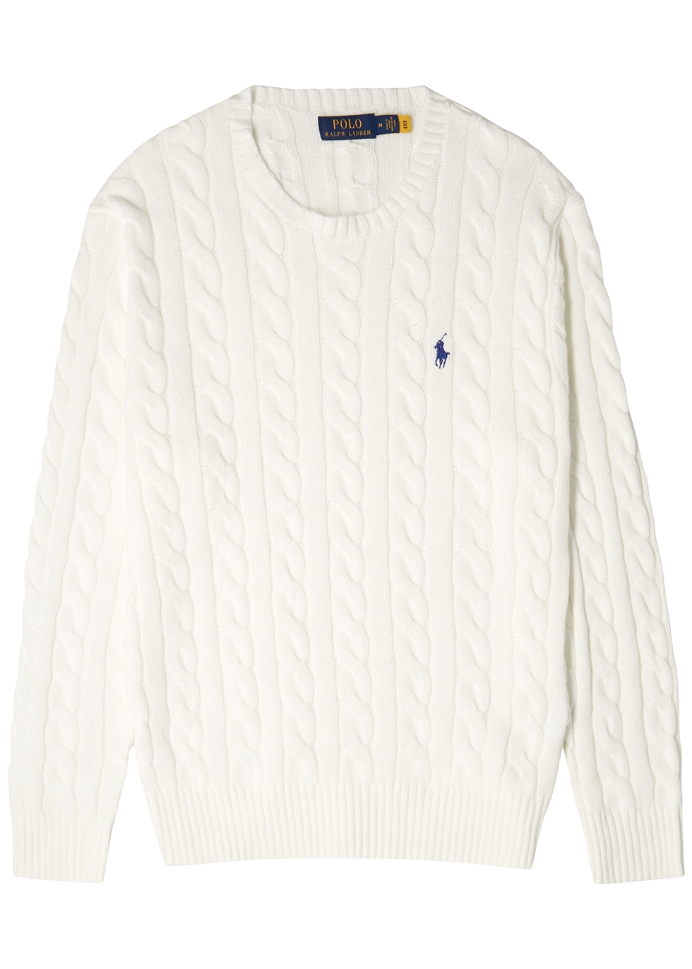 White cable-knit cotton jumper