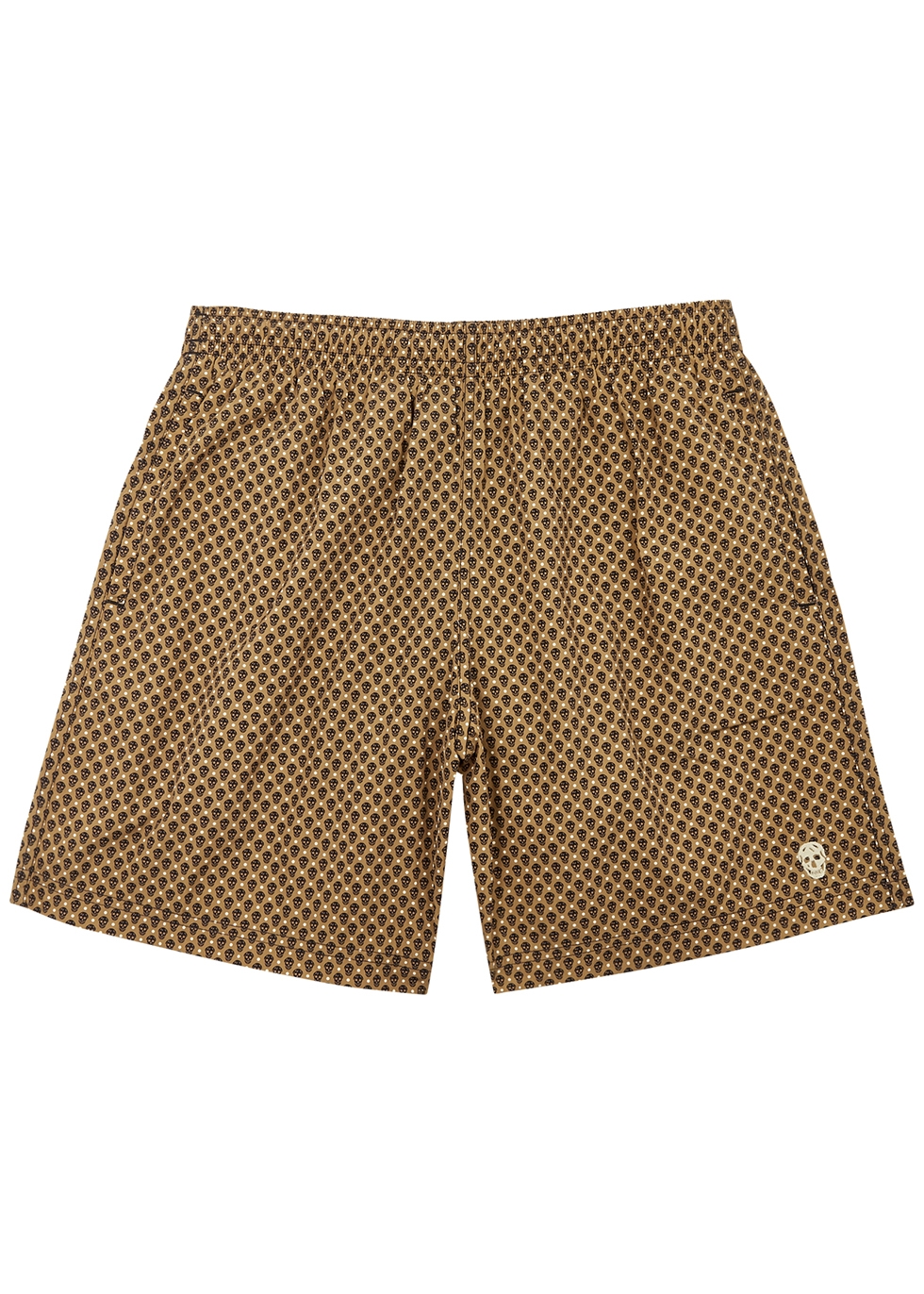 Brown printed shell swim shorts