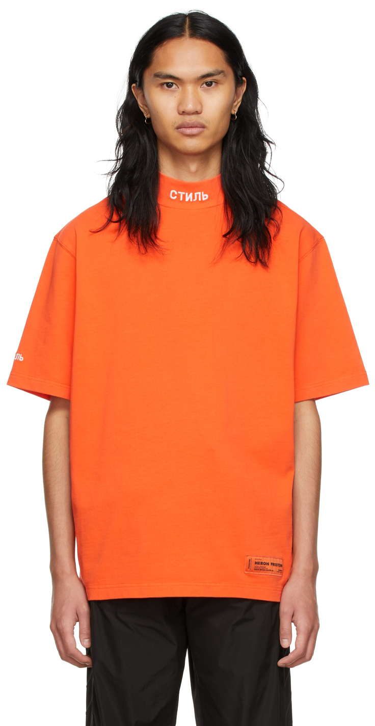 Heron Preston Orange Style Turtleneck T-Shirt