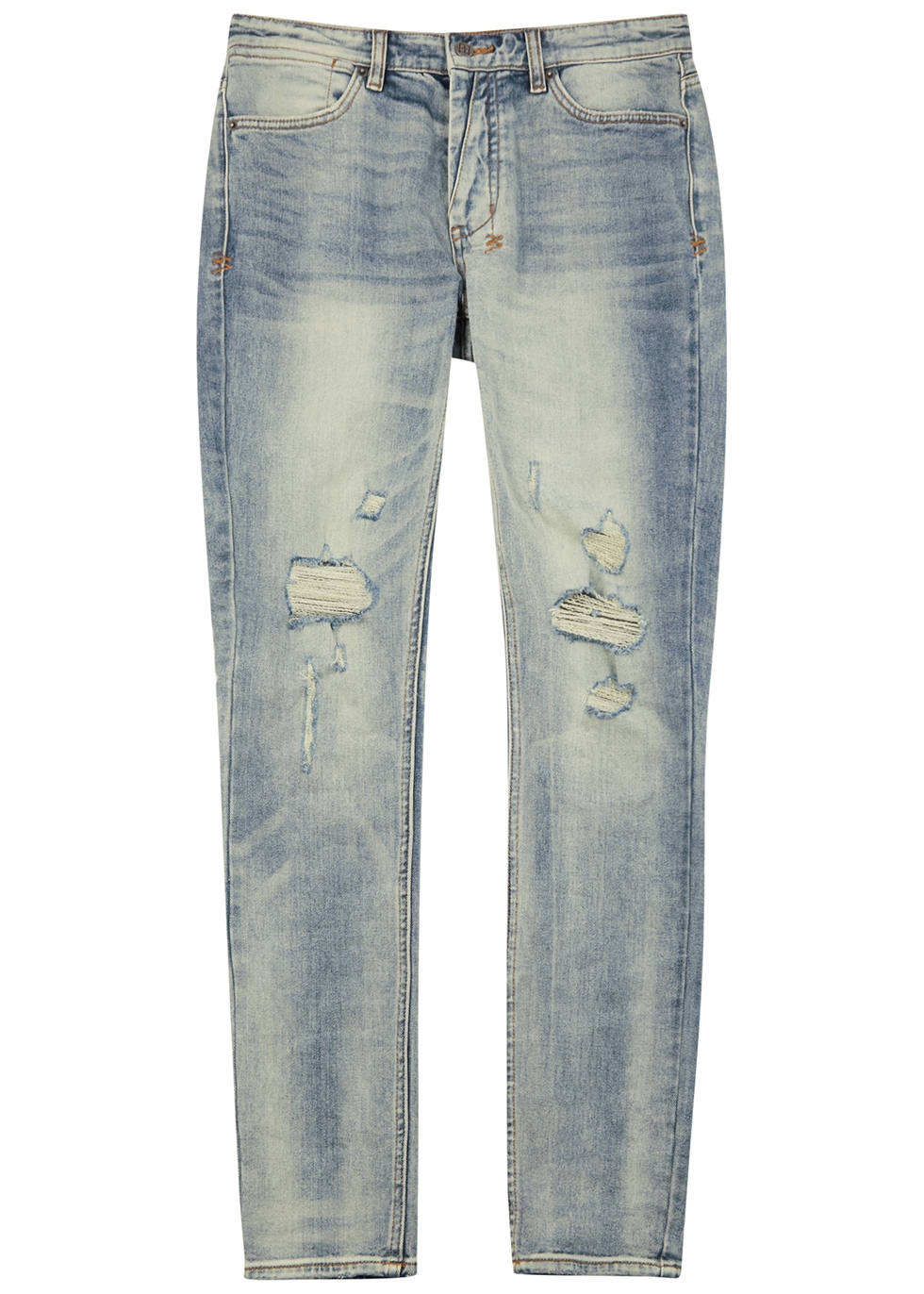 Van Winkle light blue distressed skinny jeans