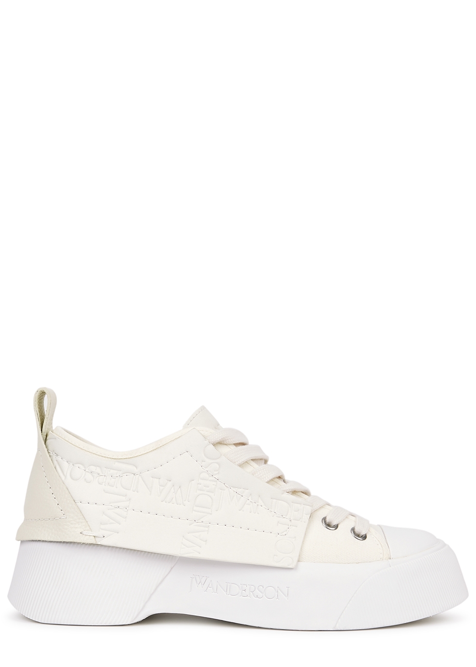 White panelled hi-top sneakers
