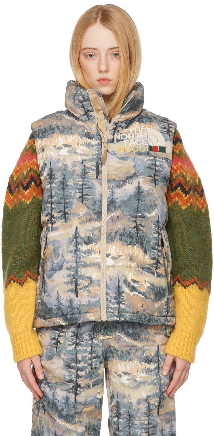 Gucci Multicolor The North Face Edition Down Watercolor Vest