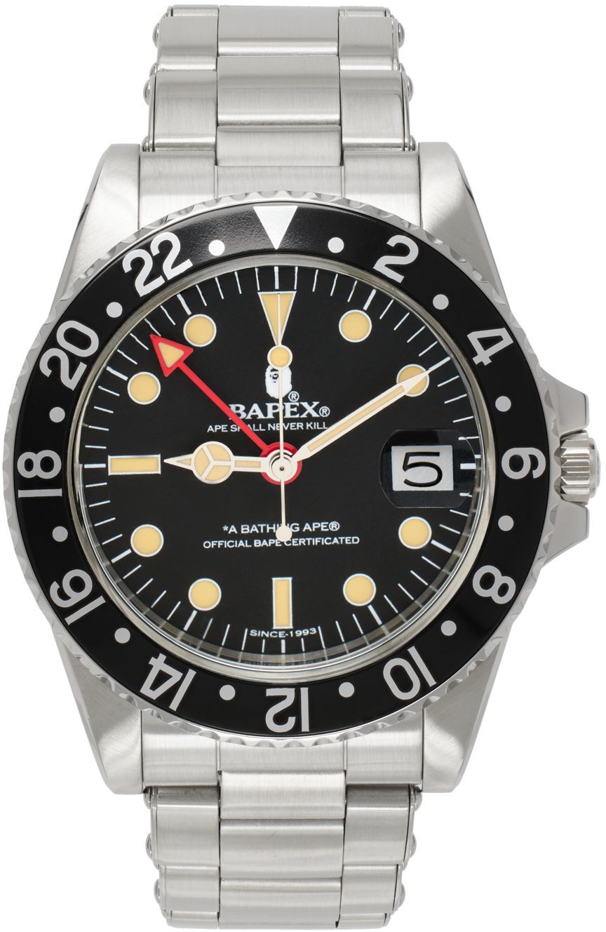 BAPE Silver & Black Classic Type 2 Bapex Watch