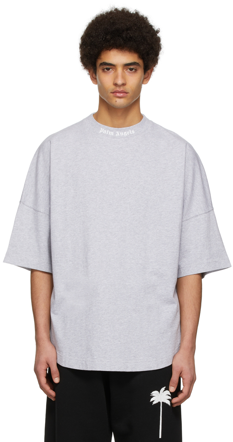 Palm Angels Grey Cotton T-Shirt