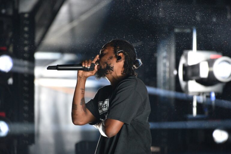 Kendrick Lamar on the rock stage day one of Gandoozy Music Festival at Overland Park Golf Course