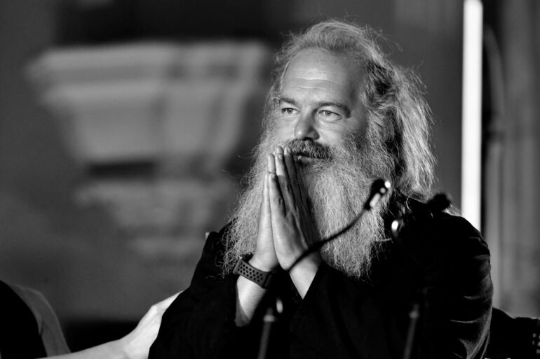 Rick Rubin speaks onstage at Spotify's Inaugural Secret Genius Awards hosted by Lizzo at Vibiana