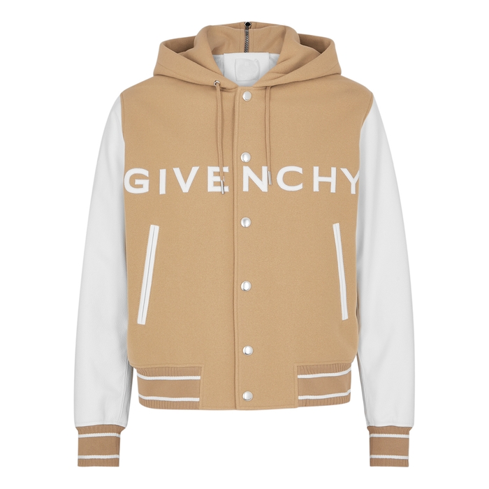 Givenchy Camel Logo Wool-blend Varsity Jacket - WHITE - 48