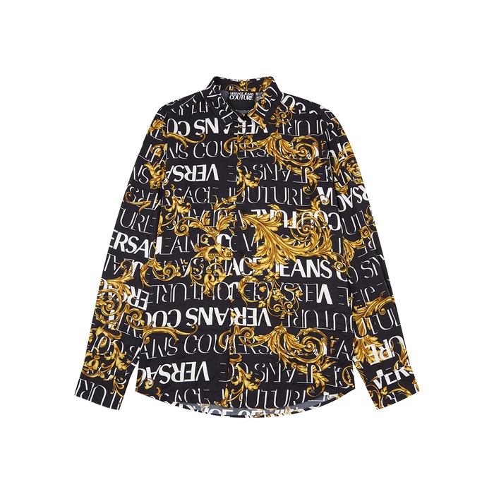 Versace Jeans Couture Black Printed Twill Shirt - 48