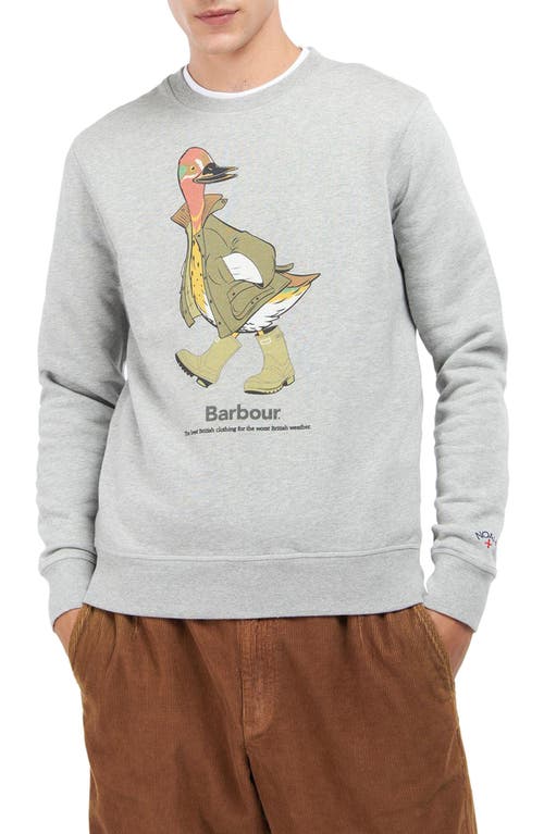 Barbour x Noah Duck Graphic Crewneck Sweatshirt in Grey Marl at Nordstrom, Size Large