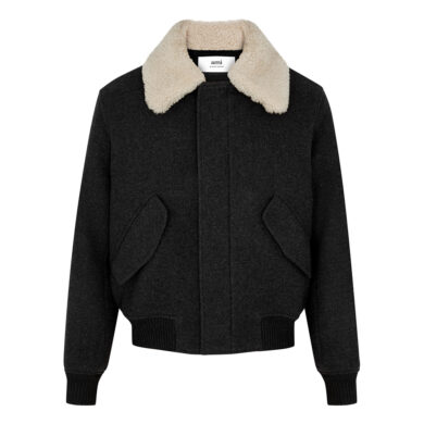 AMI Paris Shearling Trimmed Wool Jacket 1
