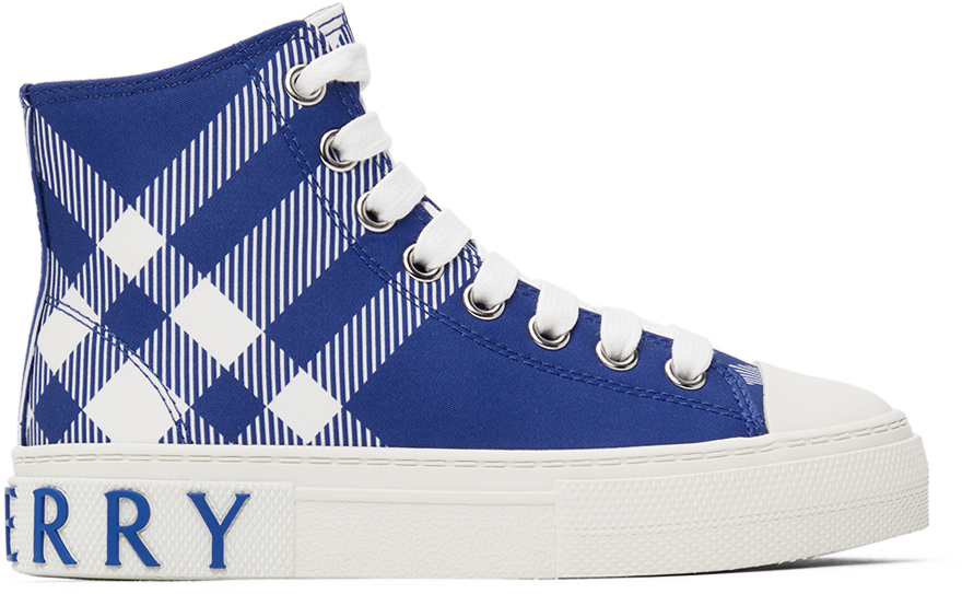 Burberry Kids Blue Check Sneakers