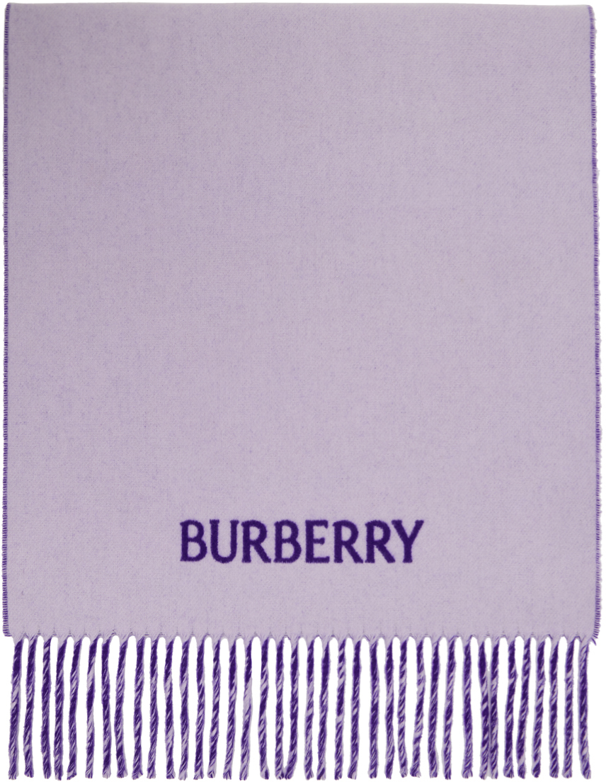 Burberry Purple EKD Cashmere Reversible Scarf
