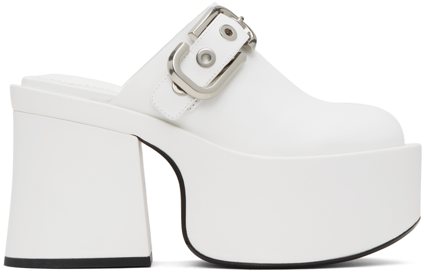 Marc Jacobs White 'The J Marc Leather' Mules