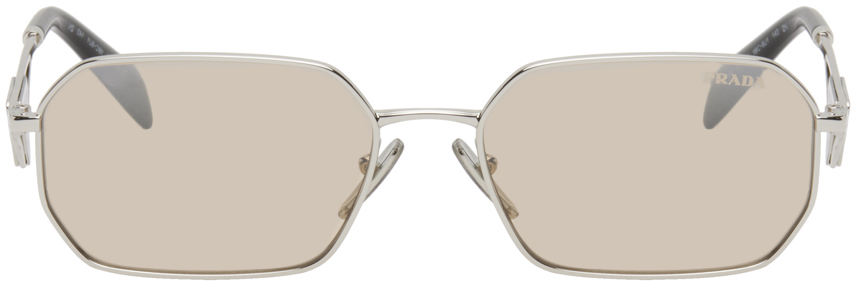 Prada Eyewear Silver Triangle Logo Sunglasses