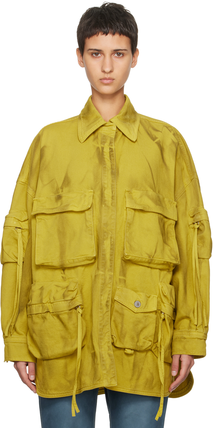 The Attico Yellow Fern Denim Coat