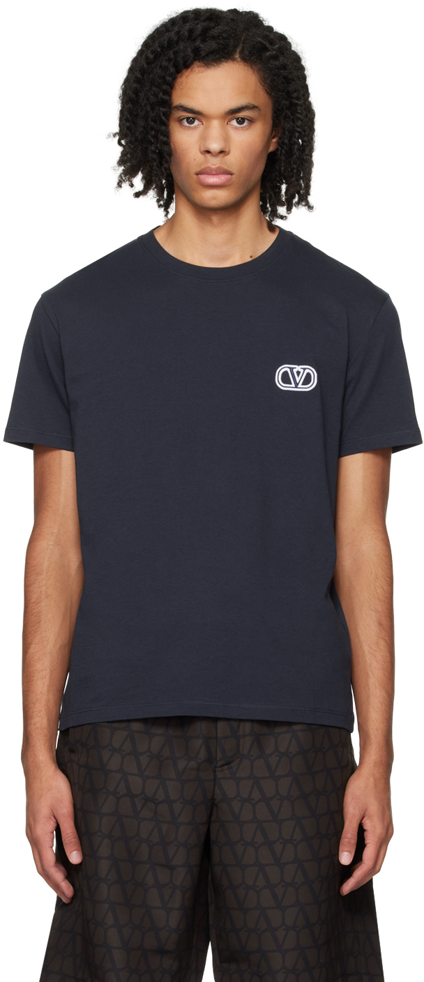 Valentino Navy Appliqué T-Shirt