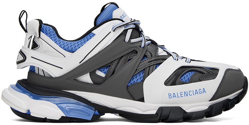 Balenciaga White & Blue Track Sneakers